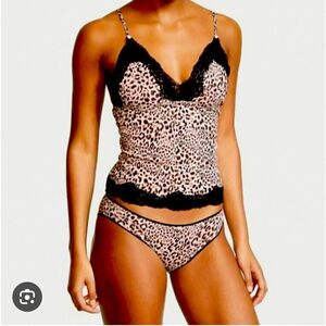 Victoria's Secret Cotton Cami Set In Champagne Mini Leopard Print Size M